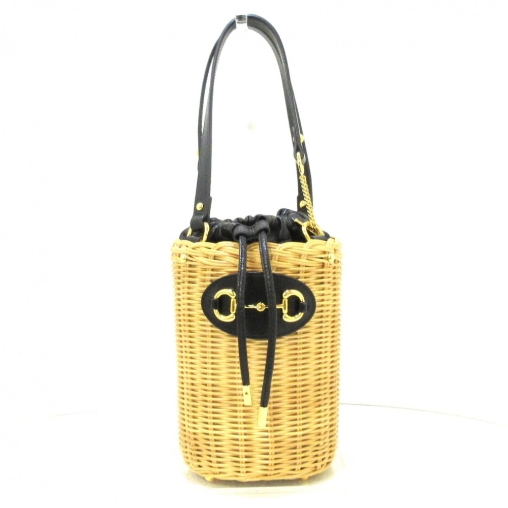 Limited Edition Gucci Horsebit 1955 Bucket Bag Wicker Leather Like New